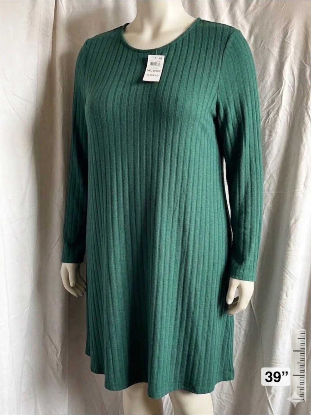 Style & Co. Ribbed A-Line Midi Dress in Teal Green